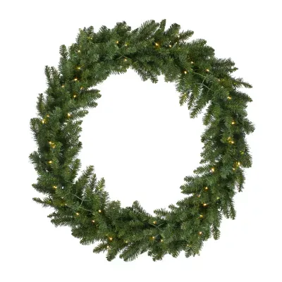 Pre-Lit Buffalo Fir Commercial Artificial Christmas Wreath - 72-Inch  White Lights