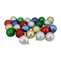 24ct Multi-Color Shatterproof 2-Finish Christmas Ball Ornaments 2.5'' (60mm)