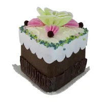 4'' Brown and Green Sliced Chocolate Cake with Flower Christmas Ornament