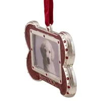 3'' Red and Silver-Plated Best Dog Bone Christmas Ornament with European Crystals