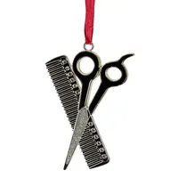 3'' Silver-Plated Scissors and Comb Christmas Ornament