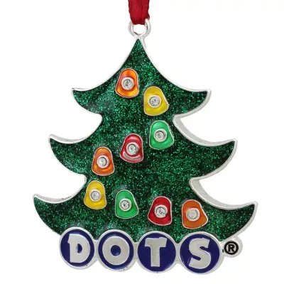 3'' Silver Plated DOTS Candy Logo Christmas Tree Ornament with European Crystals