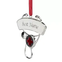 3.25'' Silver-Plated Best Nurse Stethoscope Christmas Ornament