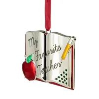 3.25'' Red and Silver-Plated Teacher Christmas Ornament with European Crystals