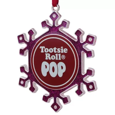 3.5'' Silver Plated Pink Snowflake Tootsie Roll Pop Candy Logo Christmas Ornament with European Crystals
