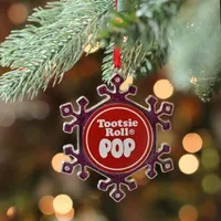 3.5'' Silver Plated Pink Snowflake Tootsie Roll Pop Candy Logo Christmas Ornament with European Crystals