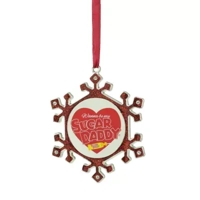 3.5'' Red and Silver Snowflake Sugar Daddy Candy Logo Christmas Ornament