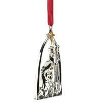 3.75'' Silver-Plated Nativity Scene Christmas Ornament with European Crystals