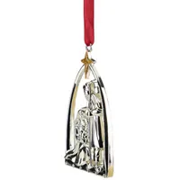 3.75'' Silver-Plated Nativity Scene Christmas Ornament with European Crystals