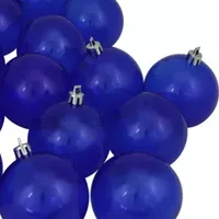 32ct Blue Shatterproof Transparent Christmas Ball Ornaments 3.25'' (80mm)