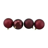 32ct Burgundy Shatterproof 4-Finish Christmas Ball Ornaments 3.25'' (80mm)