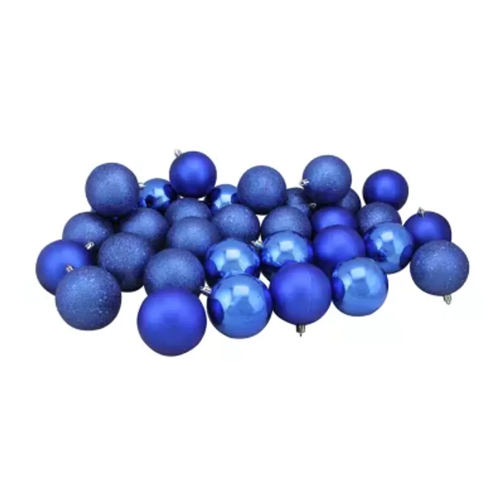 32ct Lavish Blue Shatterproof 4-Finish Christmas Ball Ornaments 3.25'' (80mm)