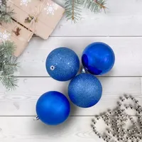 32ct Lavish Blue Shatterproof 4-Finish Christmas Ball Ornaments 3.25'' (80mm)