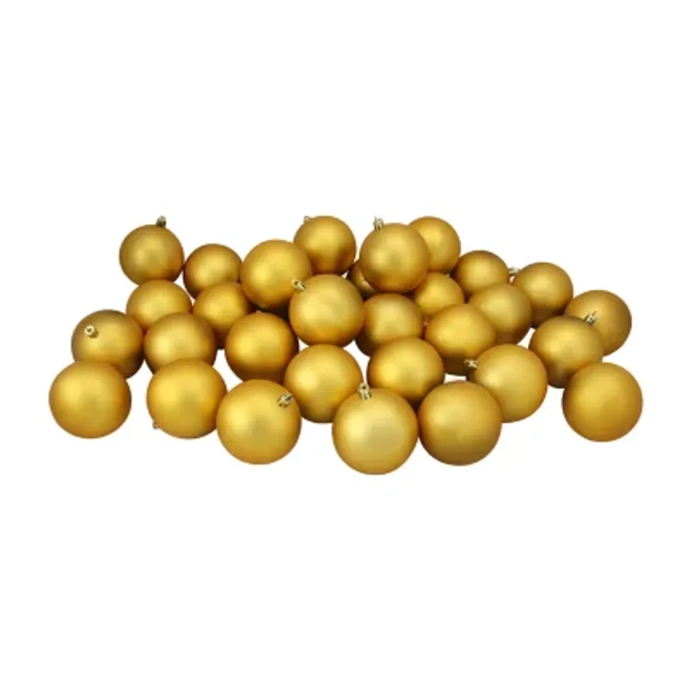 32ct Shatterproof Matte Vegas Gold Christmas Ball Ornaments 3.25'' (80mm)