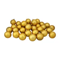 32ct Shatterproof Matte Vegas Gold Christmas Ball Ornaments 3.25'' (80mm)