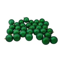 32ct Xmas Green Shatterproof Matte Christmas Ball Ornaments 3.25'' (80mm)