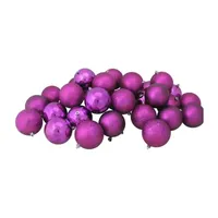 32ct Violet Shatterproof 4-Finish Christmas Ball Ornaments 3.25'' (80mm)