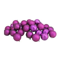 32ct Violet Shatterproof 4-Finish Christmas Ball Ornaments 3.25'' (80mm)