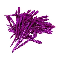 36ct Purple Shatterproof Icicle Christmas Ornaments 5'' (127mm)