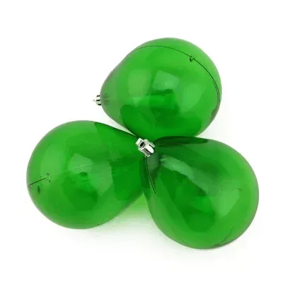 3ct Green Transparent Shatterproof Teardrop Christmas Ornaments 4.75'' (120mm)