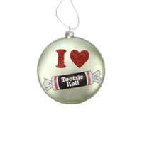 4'' Silver and Orange Candy Lane Tootsie Roll Chewy Chocolate Christmas Disc Ornament