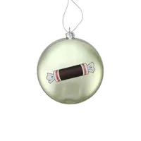 4'' Silver and Orange Candy Lane Tootsie Roll Chewy Chocolate Christmas Disc Ornament