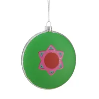 4'' Green and Pink ''Tootsie Roll POP'' Candy Filled Lollipop Christmas Disc Ornament