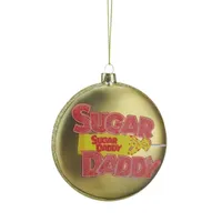 4'' Gold and Red ''Sugar Daddy'' Milk Caramel Lollipop Christmas Disc Ornament