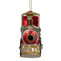 5.5'' Red and Green Train Glass Christmas Ornament