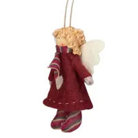 4.25'' Red and White Angel with Wings Hanging Christmas Ornament