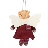 4.25'' Red and White Angel with Wings Hanging Christmas Ornament