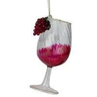 4.25'' Red and Clear Glittered Wine Glass Christmas Ornament