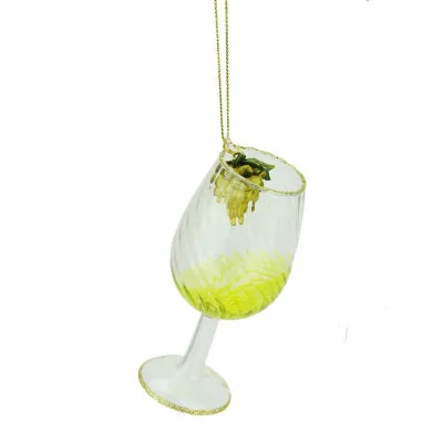 4.25'' Tuscan Winery Yellow Wine Glass Christmas Ornament