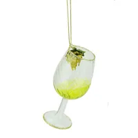 4.25'' Tuscan Winery Yellow Wine Glass Christmas Ornament