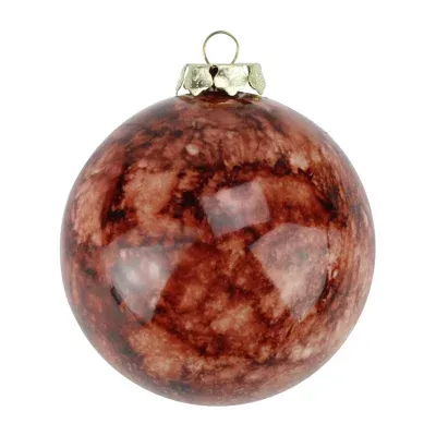 4ct Sienna Brown Marbled Shatterproof Shiny Christmas Ball Ornaments 3.25'' (80mm)