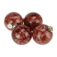 4ct Sienna Brown Marbled Shatterproof Shiny Christmas Ball Ornaments 3.25'' (80mm)