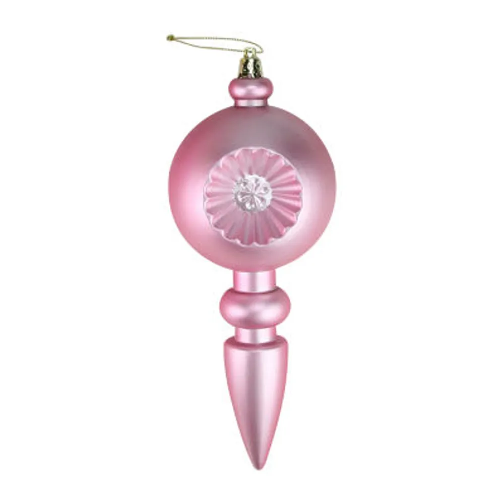 4ct Bubblegum Pink Shatterproof Matte Retro Reflector Christmas Finial Ornaments 7.5"