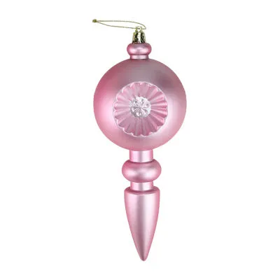 4ct Bubblegum Pink Shatterproof Matte Retro Reflector Christmas Finial Ornaments 7.5"