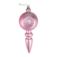 4ct Bubblegum Pink Shatterproof Matte Retro Reflector Christmas Finial Ornaments 7.5"