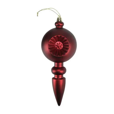 4ct Burgundy Red Retro Reflector Shatterproof Christmas Finial Ornaments 7.5"