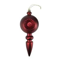 4ct Burgundy Red Retro Reflector Shatterproof Christmas Finial Ornaments 7.5"