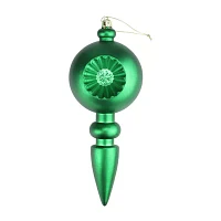 4ct Green Retro Reflector Shatterproof Matte Christmas Finial Ornaments 7.5"