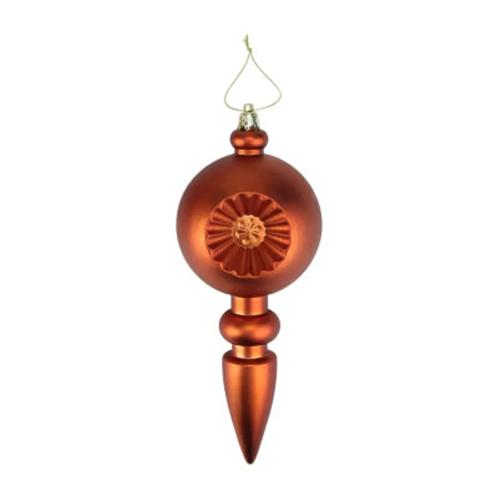 4ct Orange Retro Reflector Shatterproof Matte Christmas Finial Ornaments 7.5"