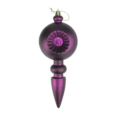 4ct Purple Shatterproof Matte Retro Reflector Christmas Finial Ornaments 7.5"