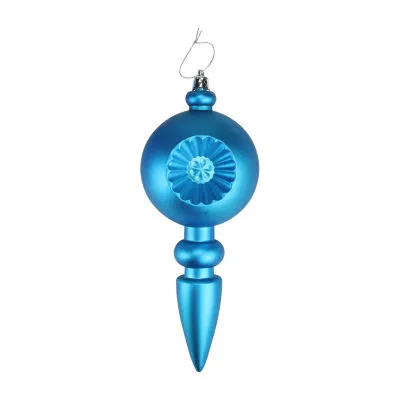4ct Turquoise Blue Shatterproof Matte Retro Reflector Christmas Finial Ornaments 7.5"