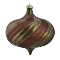 4ct Mocha Brown Swirl Shatterproof 2-Finish Onion Drop Christmas Ornaments 5.75'' (150mm)