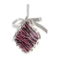 5.5'' Glittered Magenta Pink Zebra Print Teardrop Prism Christmas Ornament