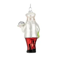 5.75'' White and Red Standing Santa Chef Glass Christmas Ornament