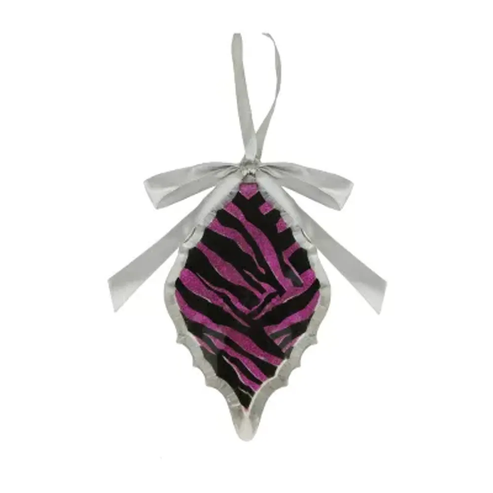 5.75'' Magenta Pink and Gray Glittered Diamond Prism Christmas Ornament