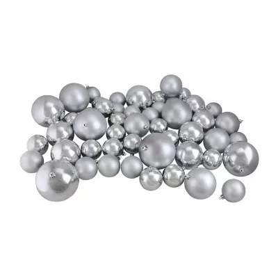 50ct Silver Splendor Shatterproof 2-Finish Christmas Ball Ornaments 4'' (100mm)